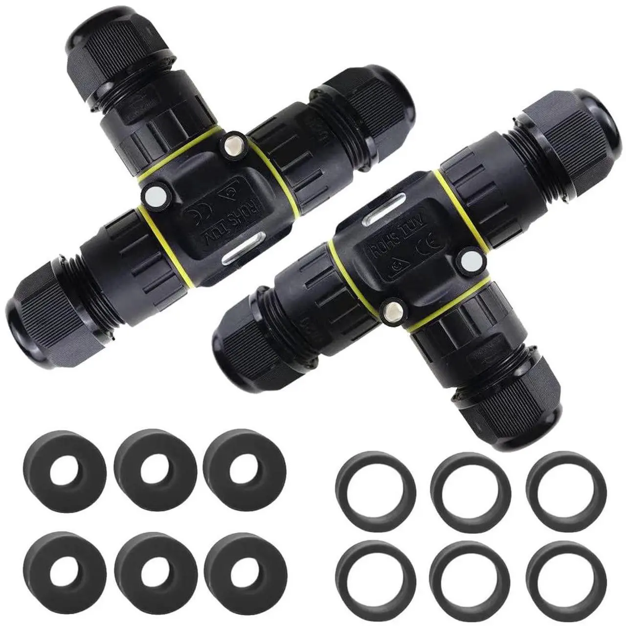 Main image of BONAEVER IP68 Waterproof Cable Connector 3-Channel 3-Poles, Outdoor Waterprrof Junction Box Connector,Ideal for 2 or 3 Pin Cables Ø4-12mm,Use for Outdoor Billboards,Tunnel Lights,Road Landscape Lights