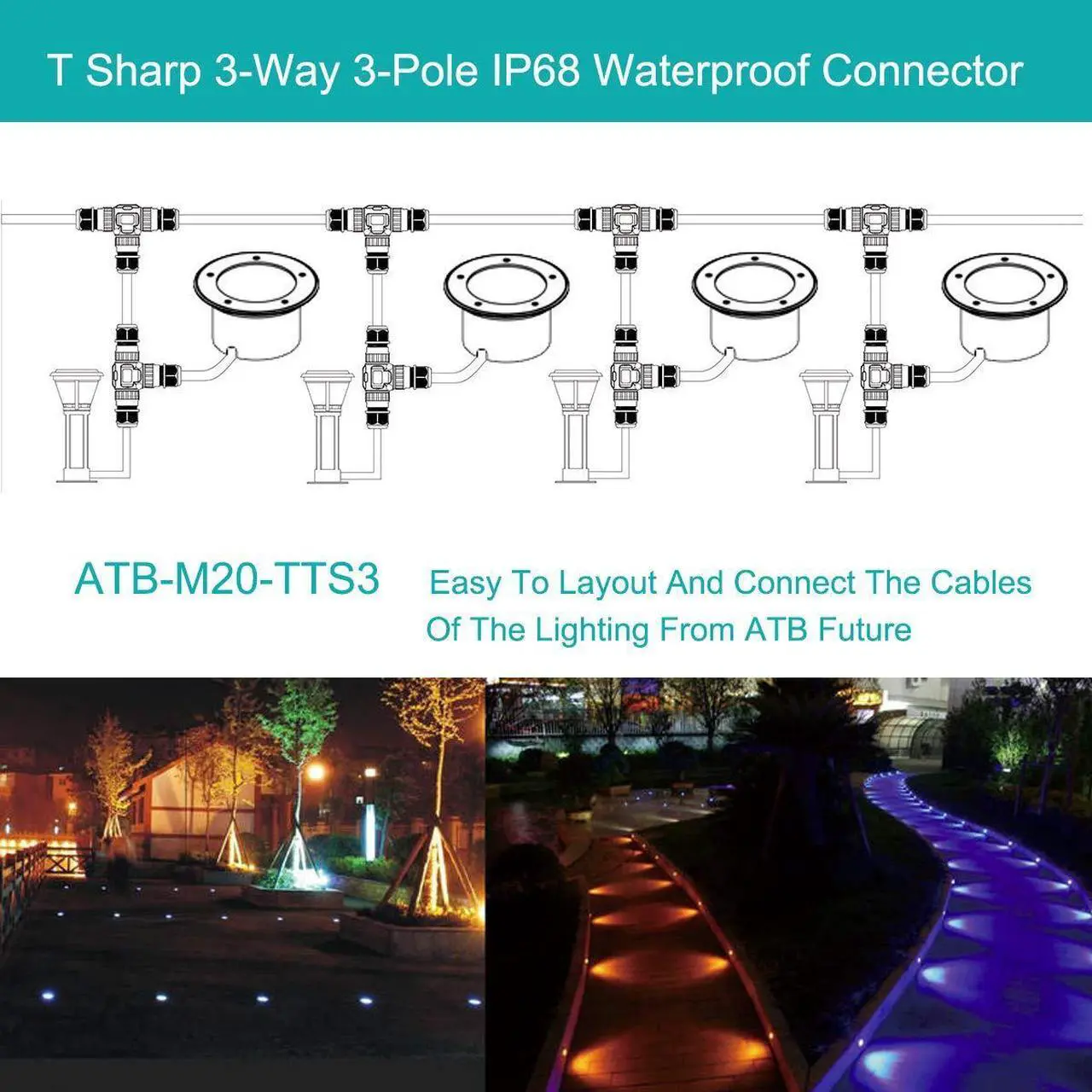 Alt view image 5 of 7 - BONAEVER IP68 Waterproof Cable Connector 3-Channel 3-Poles, Outdoor Waterprrof Junction Box Connector,Ideal for 2 or 3 Pin Cables Ø4-12mm,Use for Outdoor Billboards,Tunnel Lights,Road Landscape Lights