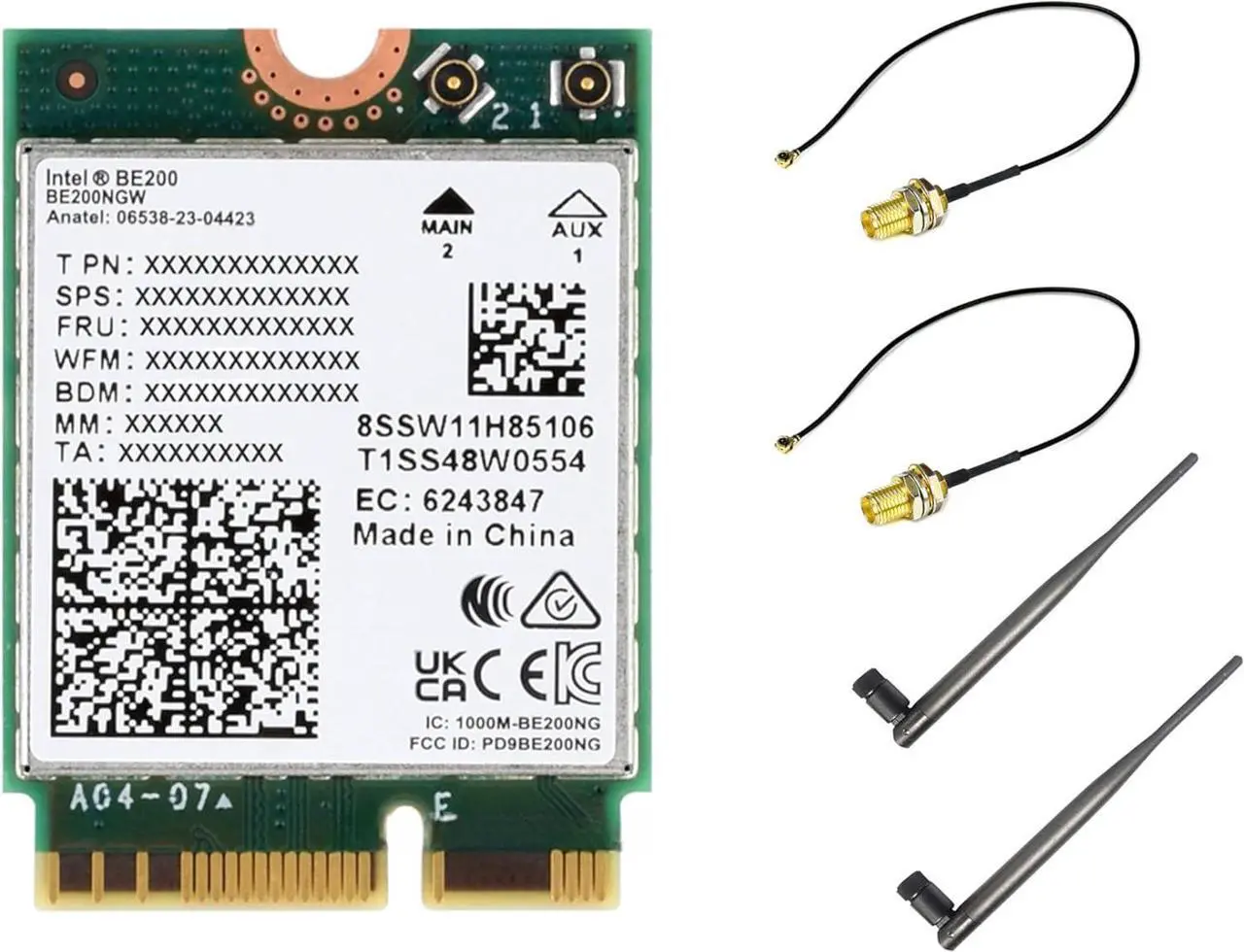 Main image of BONAEVER WiFi 7 Wireless Card Wireless BE200 NIC Gigabit Tri-Band Wi-Fi 7 2.4G/5G/6GHz 5800Mbps M.2/NGFF, IEEE 802.11a/b/g/n/ac/be/ax Standard, Bluetooth 5.4, Support Linux, Windows 10/11, etc.