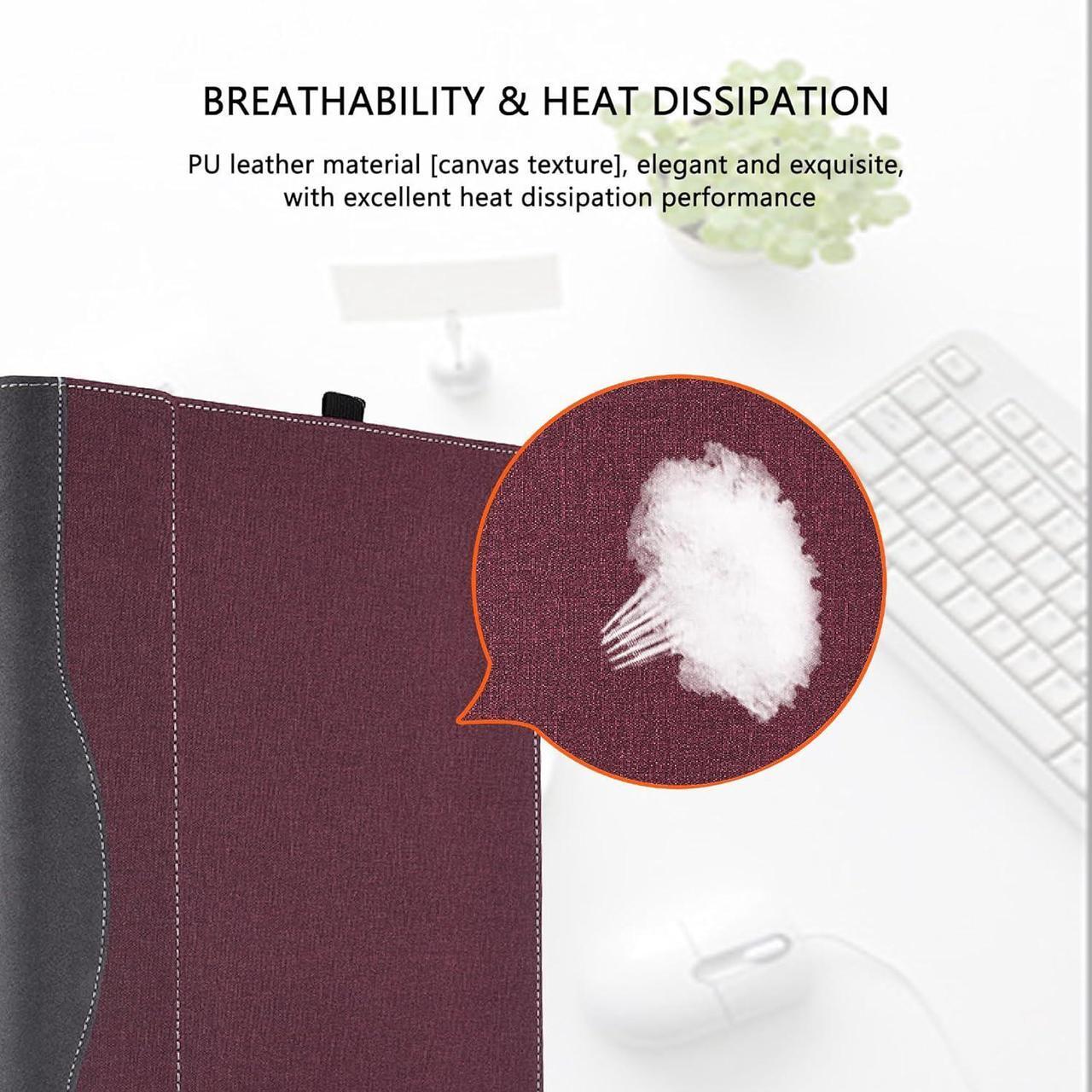 Alt view image 6 of 7 - BONAEVER Laptop Case Cover for 14 inch Lenovo Yoga 9 2-in-1 14ILL10 / 14IMH9 & Yoga 9i 2-in-1 Gen 9 & Yoga Slim 9i Gen 10,PU Leather Notebook PC Protective Sleeve with Pen Holder Wine Red
