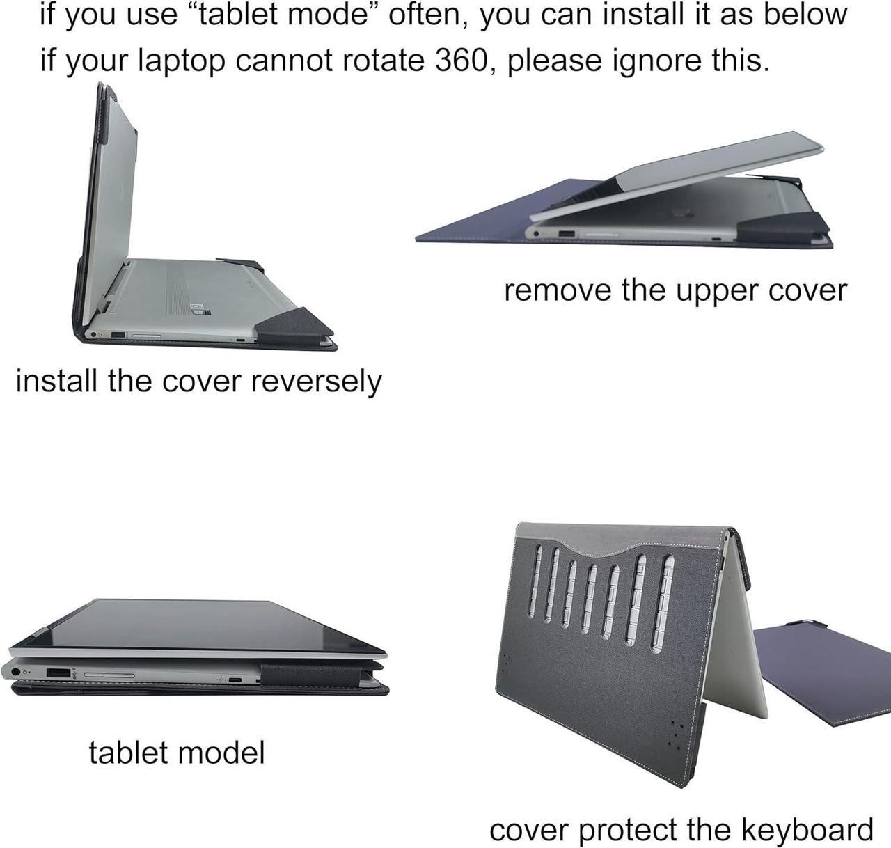 Alt view image 7 of 7 - BONAEVER Laptop Case Cover for 14 inch Lenovo Yoga 9 2-in-1 14ILL10 / 14IMH9 & Yoga 9i 2-in-1 Gen 9 & Yoga Slim 9i Gen 10,PU Leather Notebook PC Protective Sleeve with Pen Holder Wine Red