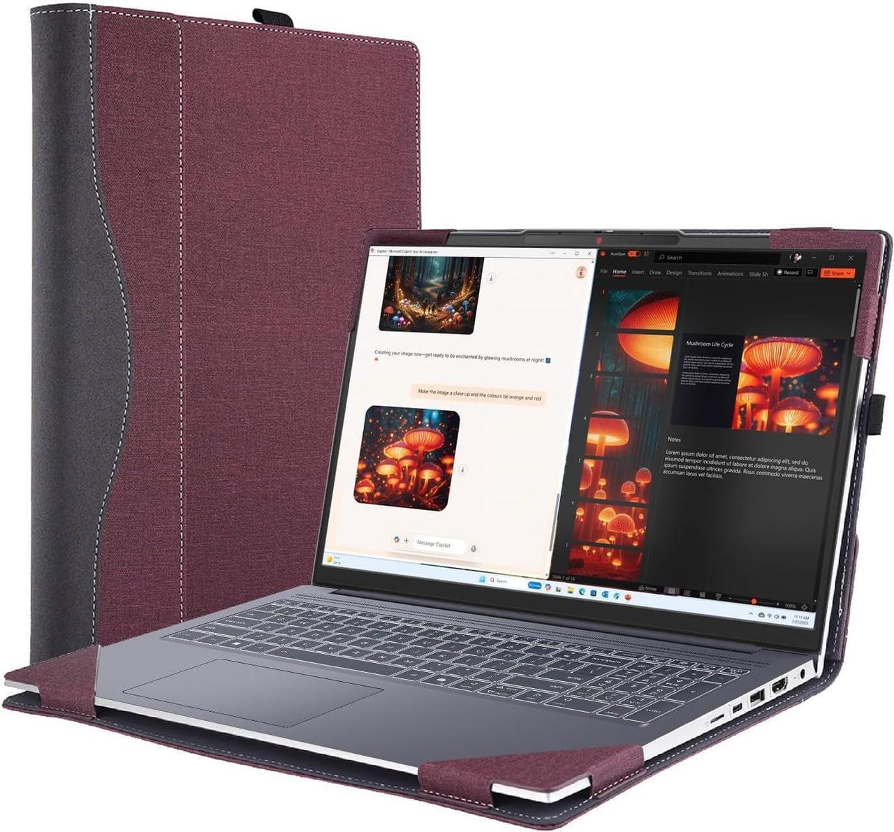 Main image of BONAEVER Laptop Case Cover for Lenovo 16 inch IdeaPad Slim 3i Gen 10 / Slim 3 16IRH10 16AHP10 Detachable Notebook Sleeve Computer Bag PU with Heat Dissipation Hole Wine Red