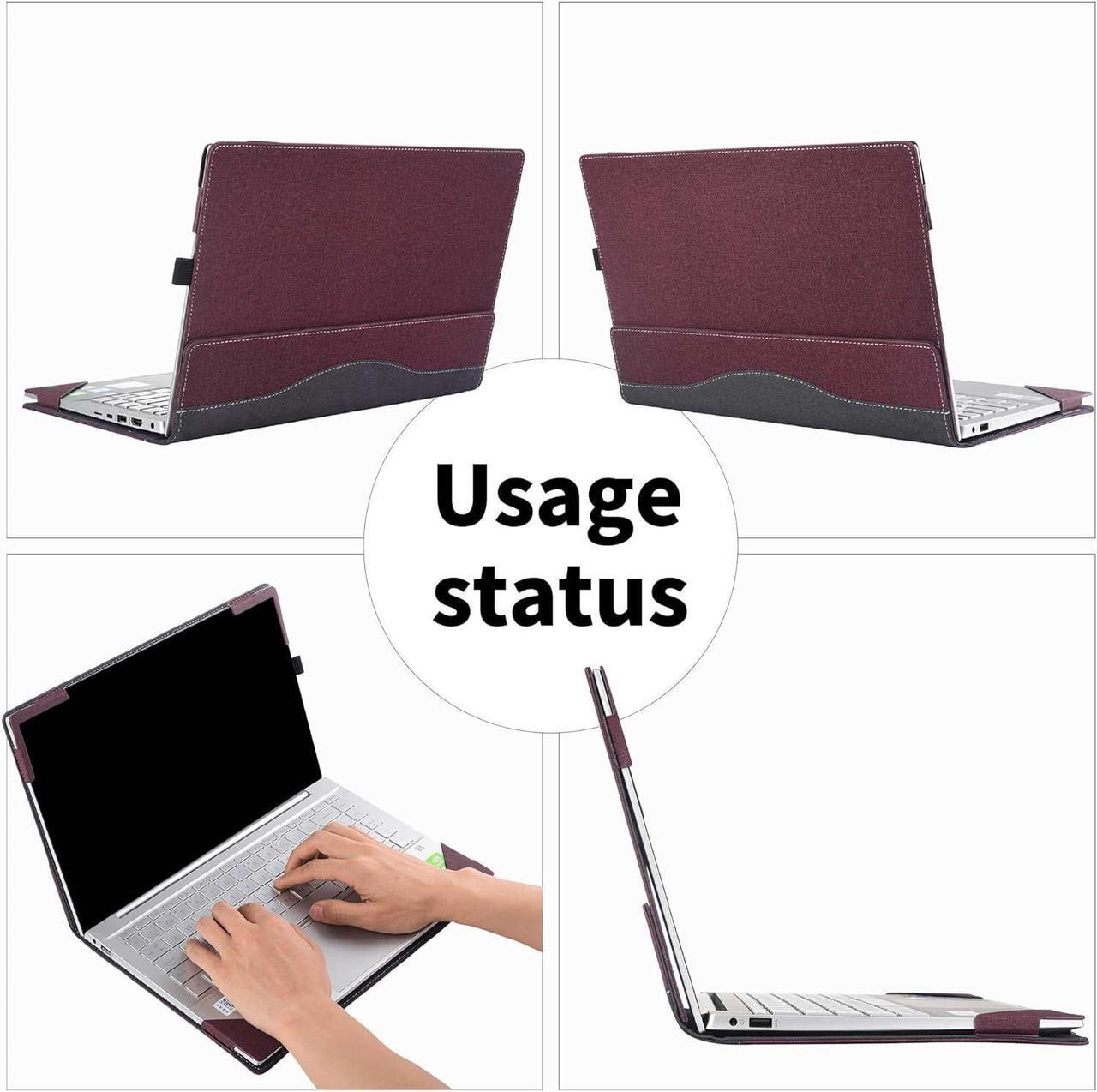 Alt view image 7 of 7 - BONAEVER Laptop Case Cover for Lenovo 16 inch IdeaPad Slim 3i Gen 10 / Slim 3 16IRH10 16AHP10 Detachable Notebook Sleeve Computer Bag PU with Heat Dissipation Hole Wine Red