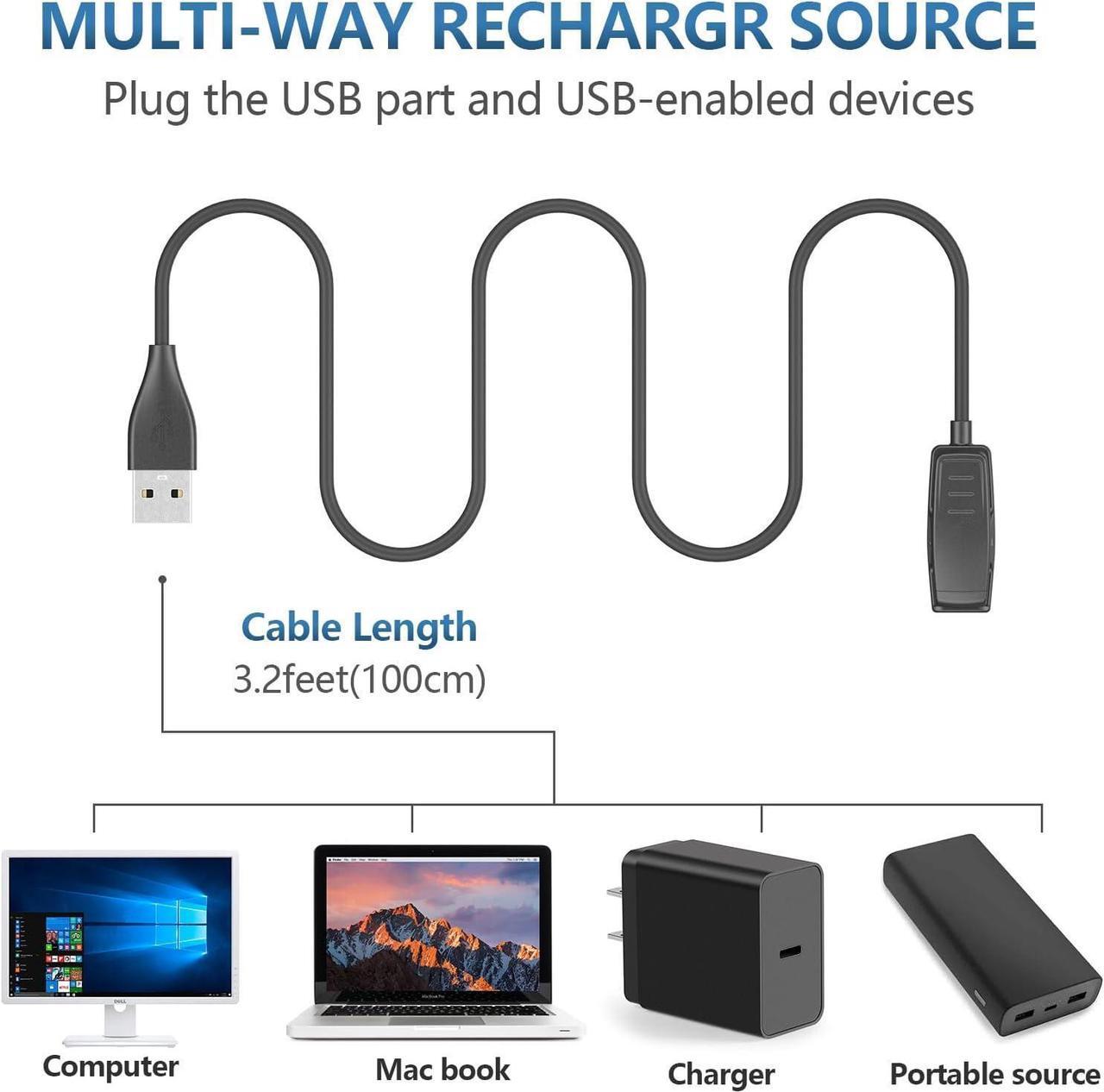 Alt view image 3 of 7 - BONAEVER Charger for Garmin Forerunner 35 64 230 235 630 645 735XT, Approach S20 G10, Vivomove HR, Lily 2 Smart Watch, Replacement USB Charging Clip Cable - 2 Packs