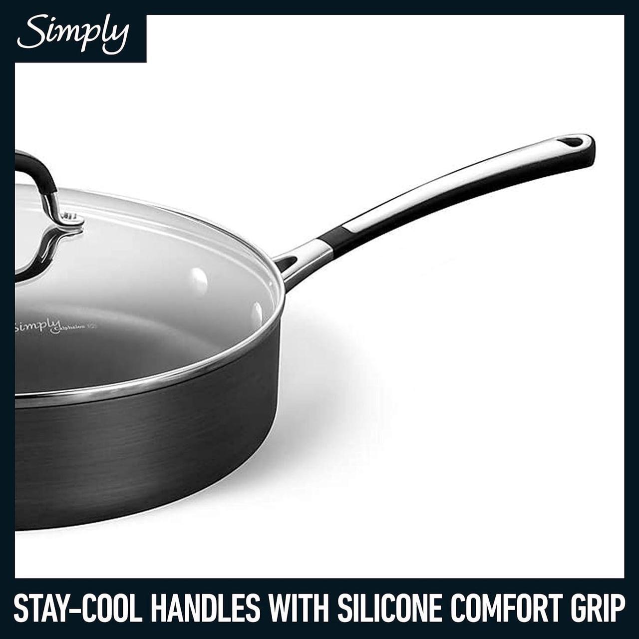 Alt view image 5 of 7 - Calphalon 10-Piece Non-Stick Kitchen Cookware Set, Black Pots & Pans with Stay-Cool Stainless Steel Handles, Hard-Anodized Aluminum for Even Heating