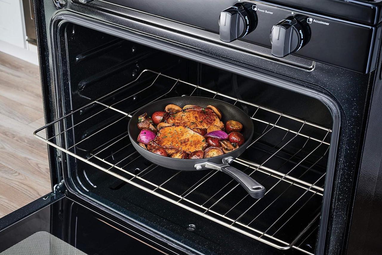 Alt view image 7 of 7 - Calphalon 10-Piece Non-Stick Kitchen Cookware Set, Black Pots & Pans with Stay-Cool Stainless Steel Handles, Hard-Anodized Aluminum for Even Heating