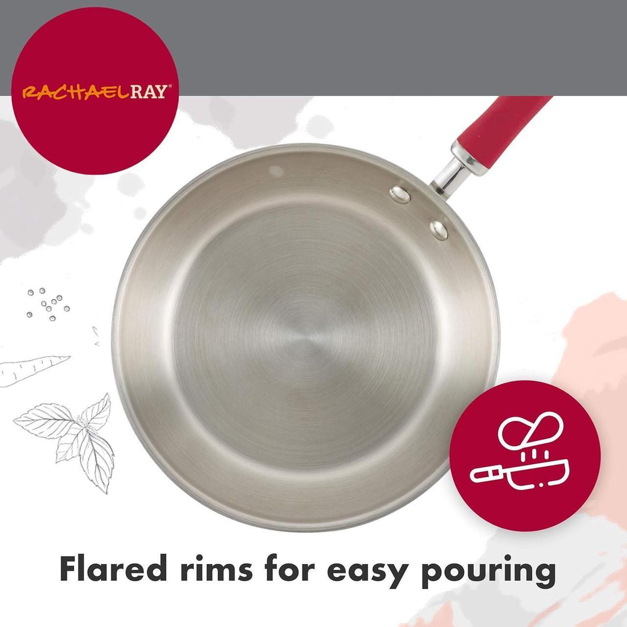 Alt view image 4 of 6 - Rachael Ray Create Delicious Stainless Steel Cookware Set, 10-Piece Pots and Pans Set, Stainless Steel with Red Handles