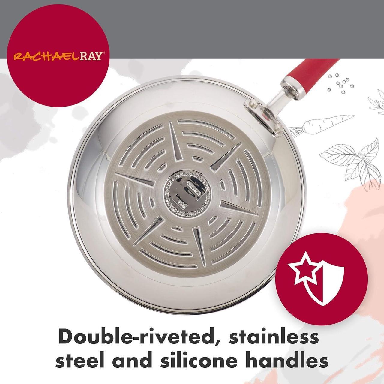 Alt view image 5 of 6 - Rachael Ray Create Delicious Stainless Steel Cookware Set, 10-Piece Pots and Pans Set, Stainless Steel with Red Handles
