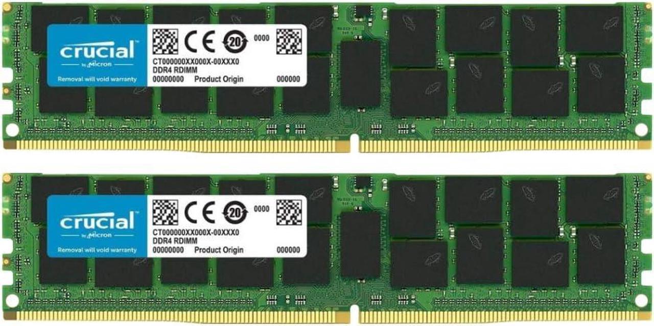 Crucial Bundle with 64GB (2 x 32GB) DDR4 PC4-21300 2666MHz RDIMM (2 x CT32G4RFD4266), Dual Ranked Registered ECC Memory