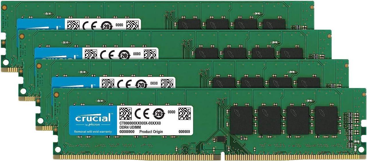 Crucial 64GB Kit (16GBx4) DDR4 2400 MT/s (PC4-19200) DR x8 DIMM 288-Pin Memory - CT4K16G4DFD824A