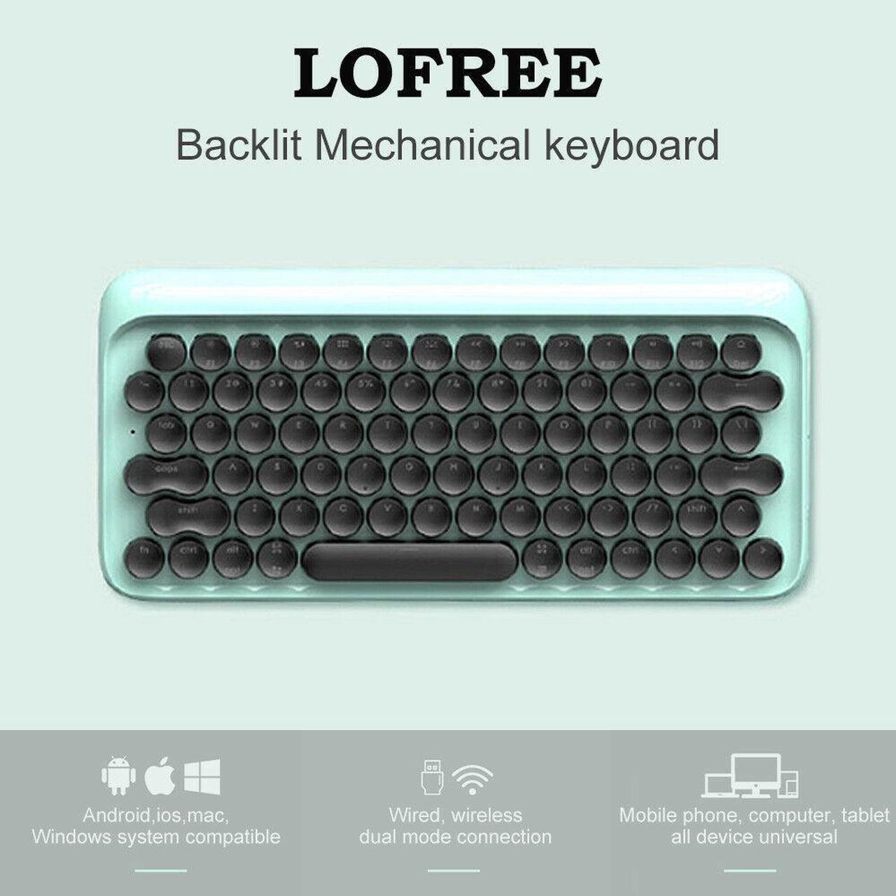 Lofree Dot Retro Exterior White Backlit LED Light Multi-System Compatible with USB Wired and Bluetooth Mechanical Keyboard - Blue