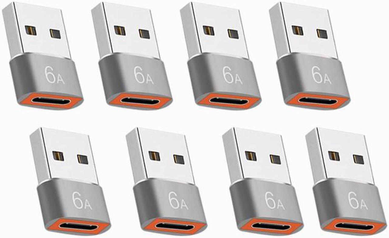 USB 3.0 to Type-c Adapter 8 Pack USB C Female to USB 3.0 Male Charger 6A Adaptor for Cell Phones Computers Car Chargers Hard Drives Black Silver