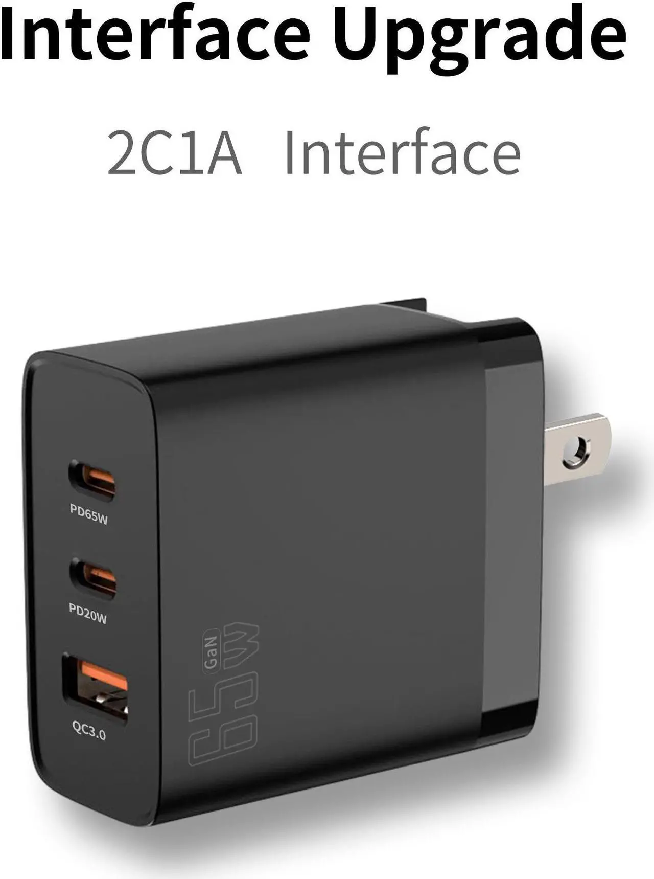 Alt view image 4 of 7 - Icomroad USB C Charger, GaN 65W QC PC 3-Port Compact Foldable Wall Fast Charger Travel for iPhone 14/13/Pro, iPad, Samsung, MacBook Pro/Air, iPad Pro, Galaxy S20/S10