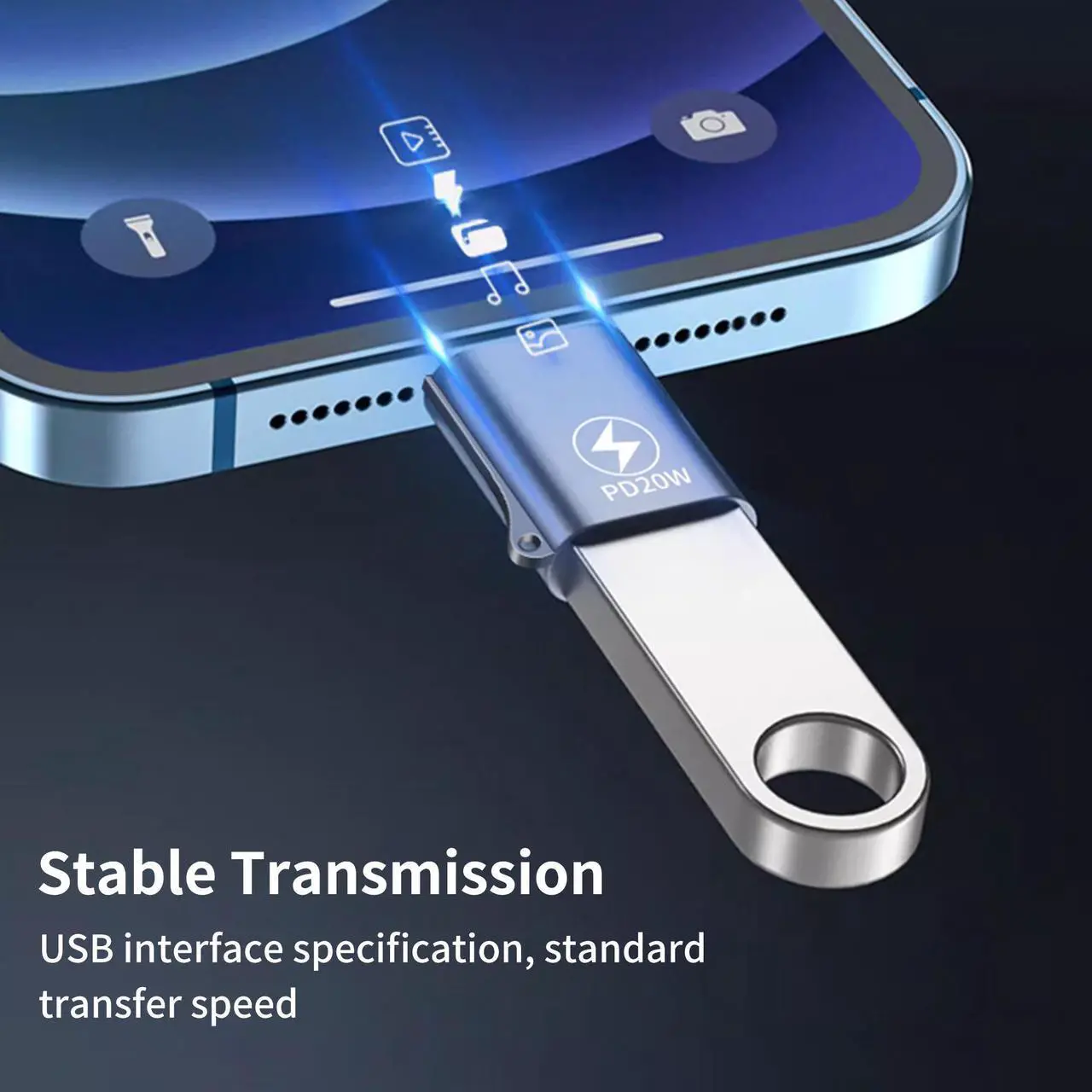Alt view image 7 of 7 - Lightning Male to USB Female OTG Adapter PD 20W Fast Charging Adapter Connector Convertor for iPhone 14 13 iPad U Disk Mouse Keyboard Hubs Black