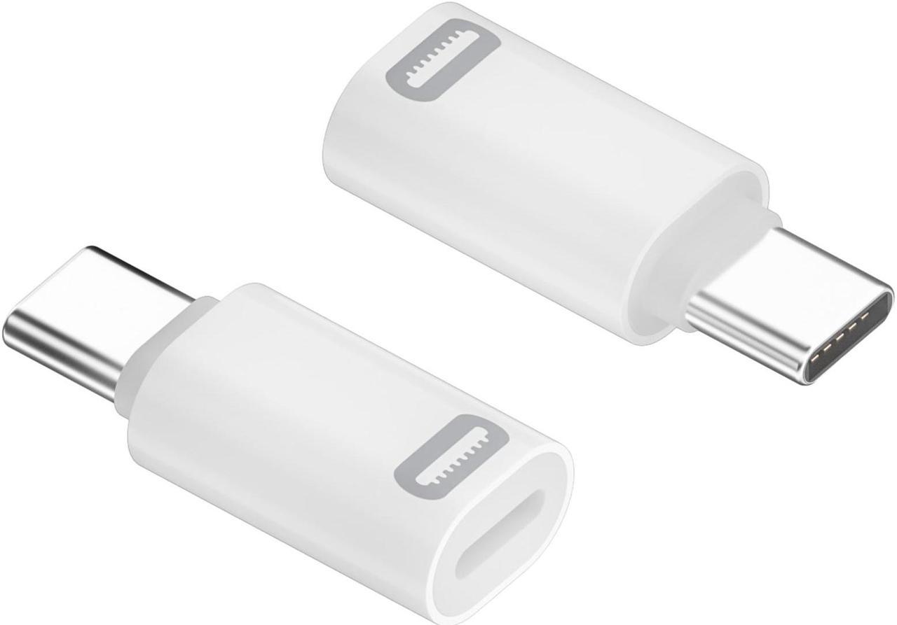 USB C Male to Lightning Female Adapter 2 Pack Fast Charging and Data Sync for iPhone 15 Series iPad Switch Laptop Other Type C Device Not OTG Whrite No Keychain