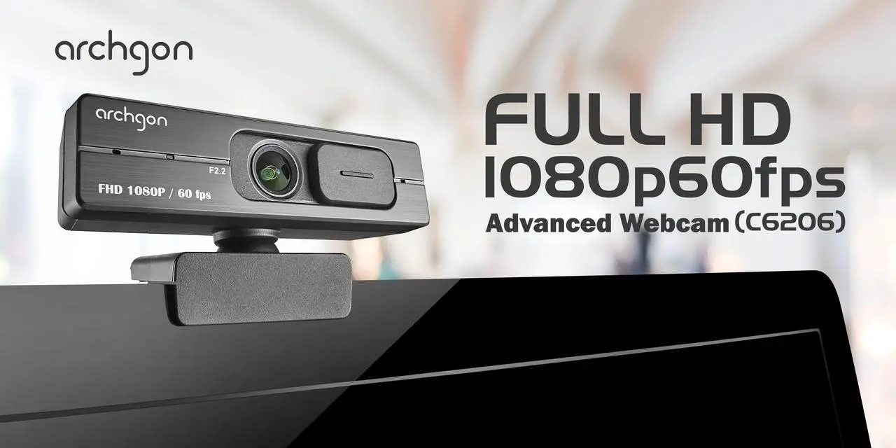 Alt view image 2 of 7 - Archgon  Webcam Full HD 1080P/60fps Streaming Low-Light Correction Wide-Angle Lens Webcam with Dual Omni-Directional Microphone, Privacy Cover and Tripod Compatible with Teams Skype and Zoom (C6206)