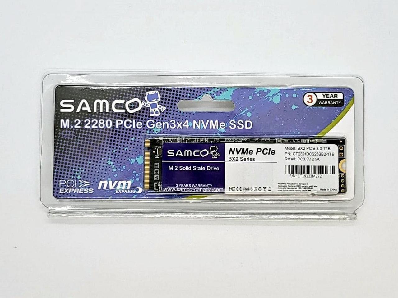 Samco 1TB BX2 M2 NVMe PCIe 3 SSD (R:2500MB/s; W:1700MB/s)