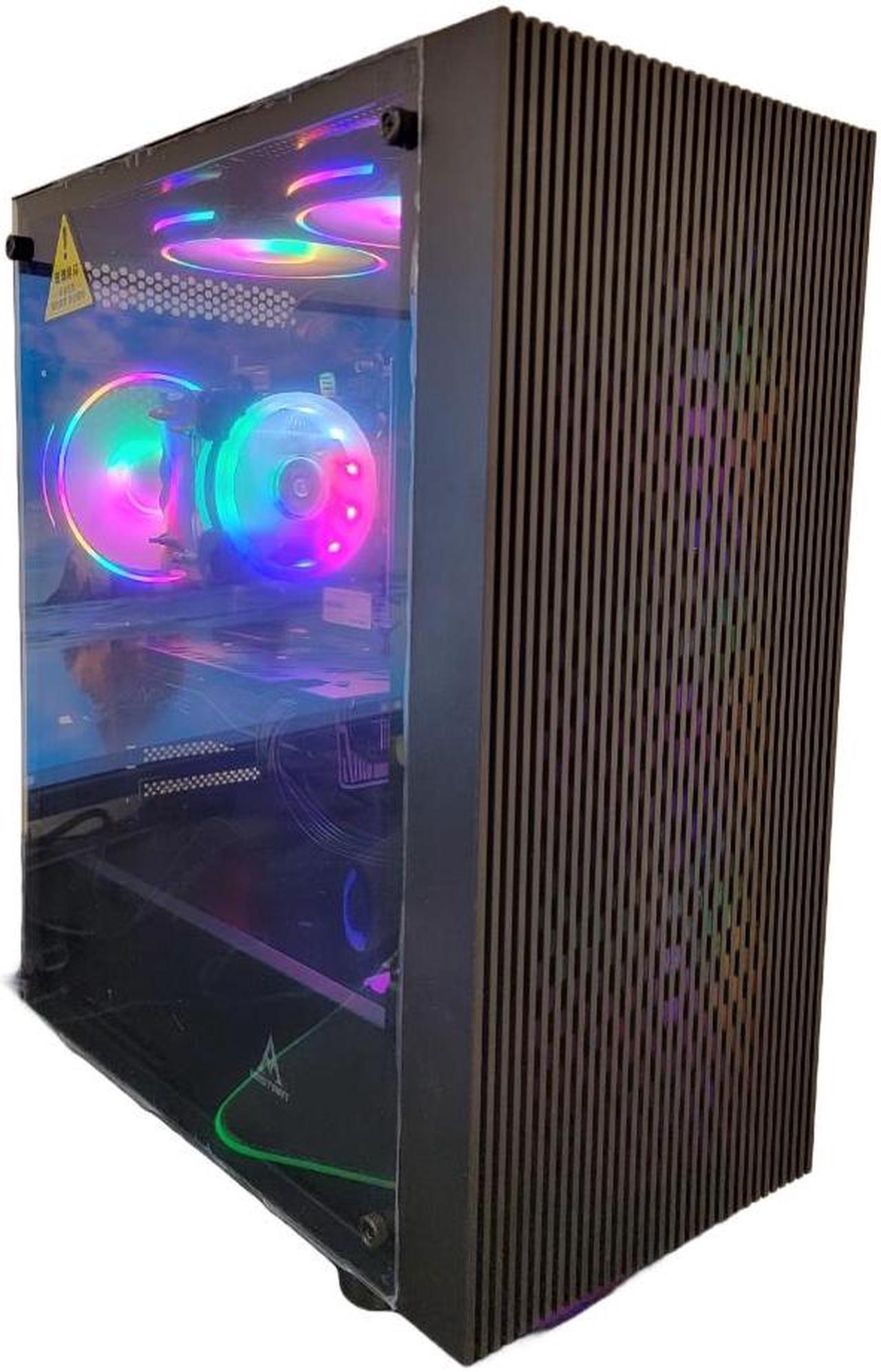 CTO Gaming Mid Tower Tempered Glass Black Case with 6 RGB Fans (WIFI Antenna Included)