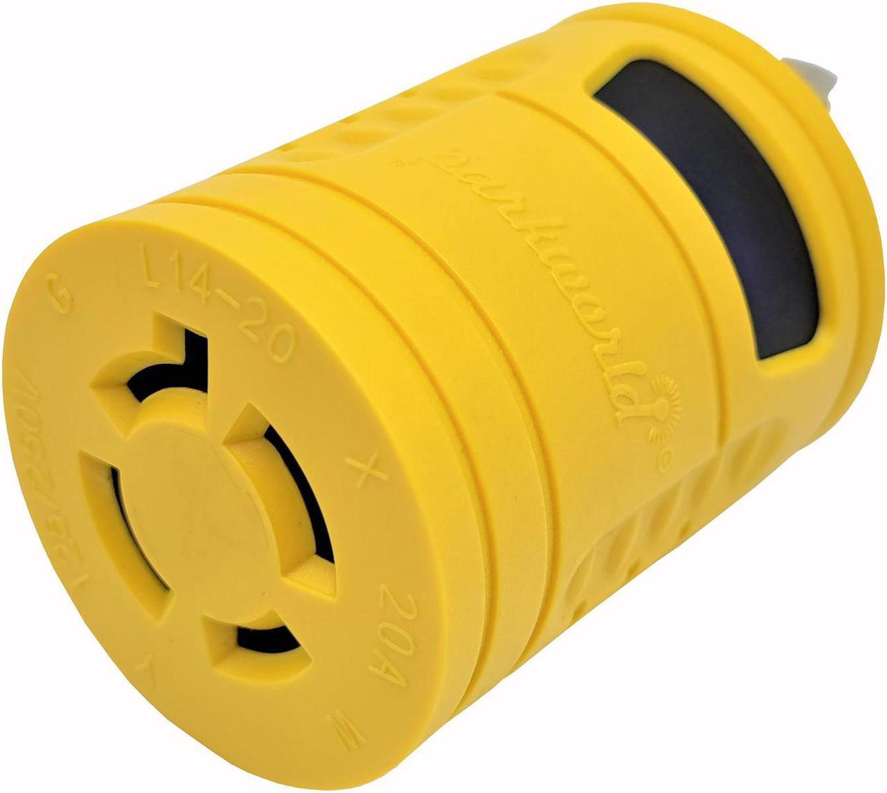 Alt view image 3 of 5 - Parkworld 884999 Generator Adapter 3-Prong 20 AMP Locking L5-20P Plug to 4-Prong 20 AMP Locking L14-20R Receptacle (Two hots bridged)