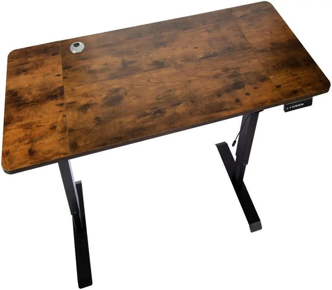 Alt view image 2 of 6 - Electric Height Adjustable Standing Desk 55 x 24 inches Sit Stand Up Home Office Desk With Splice Tabletop 4 Programmable Memory Present Vintage Wood Grain