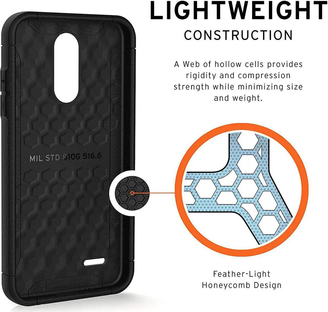 Alt view image 5 of 7 - URBAN ARMOR GEAR UAG LG K8S/LG K8/LG Tribute Empire Scout Feather-Light Rugged [Black] Military Drop Tested Phone Case