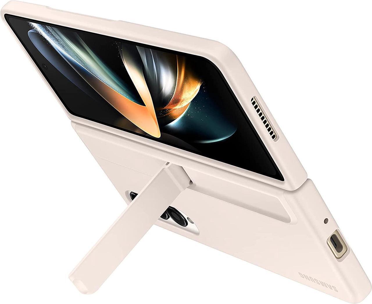 Alt view image 4 of 5 - SAMSUNG Galaxy Z Fold4 Standing Cover with S Pen and S Pen Holder, Protective Phone Case with Kickstand for Hands Free Viewing, US Version, Sand