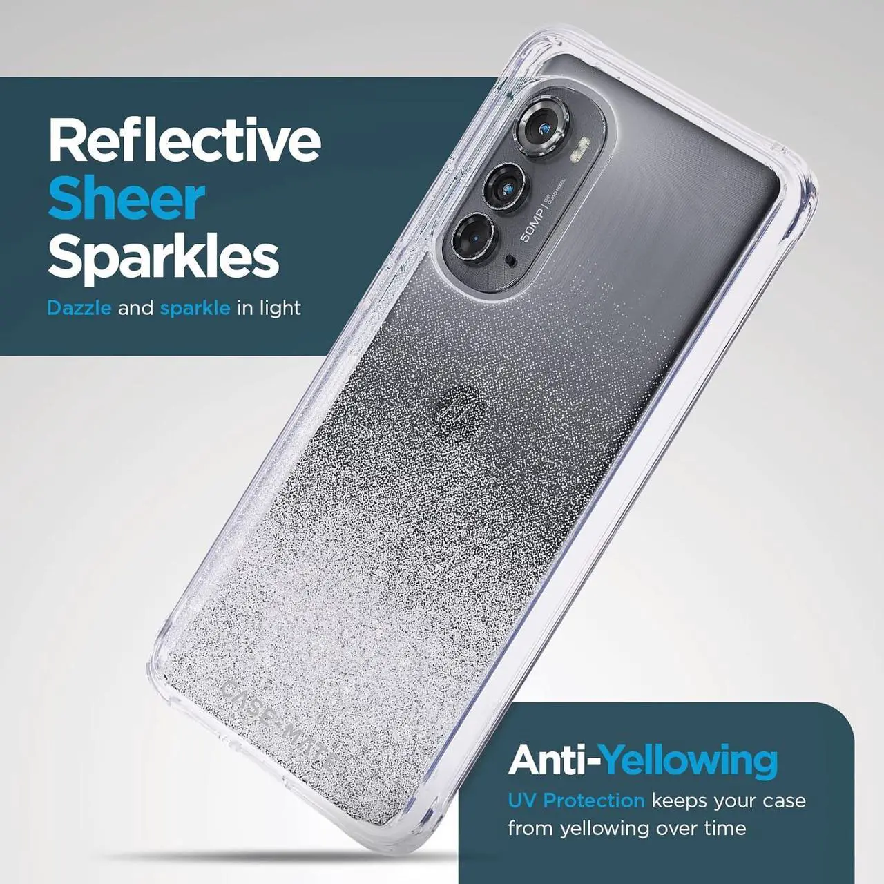 Alt view image 4 of 6 - Case Mate 10 Food Drop Protection Antimicrobial Tecnology Raised Edges For Screen And Lens Protection Stardust Case For Mororola Edge (2022)