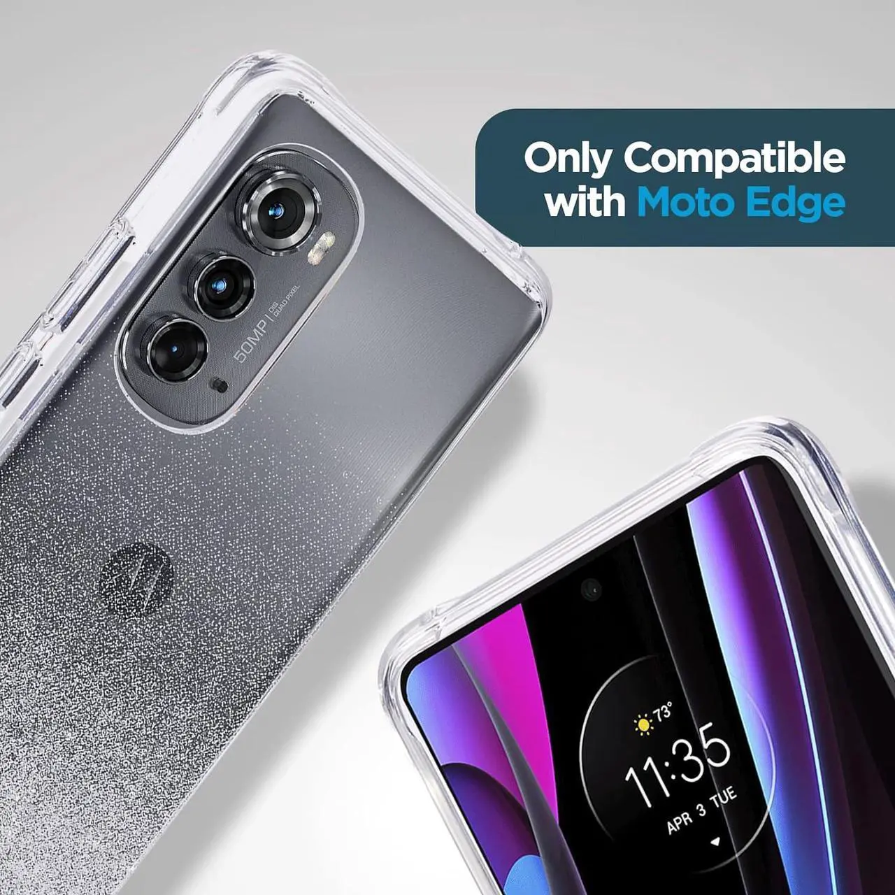 Alt view image 6 of 6 - Case Mate 10 Food Drop Protection Antimicrobial Tecnology Raised Edges For Screen And Lens Protection Stardust Case For Mororola Edge (2022)