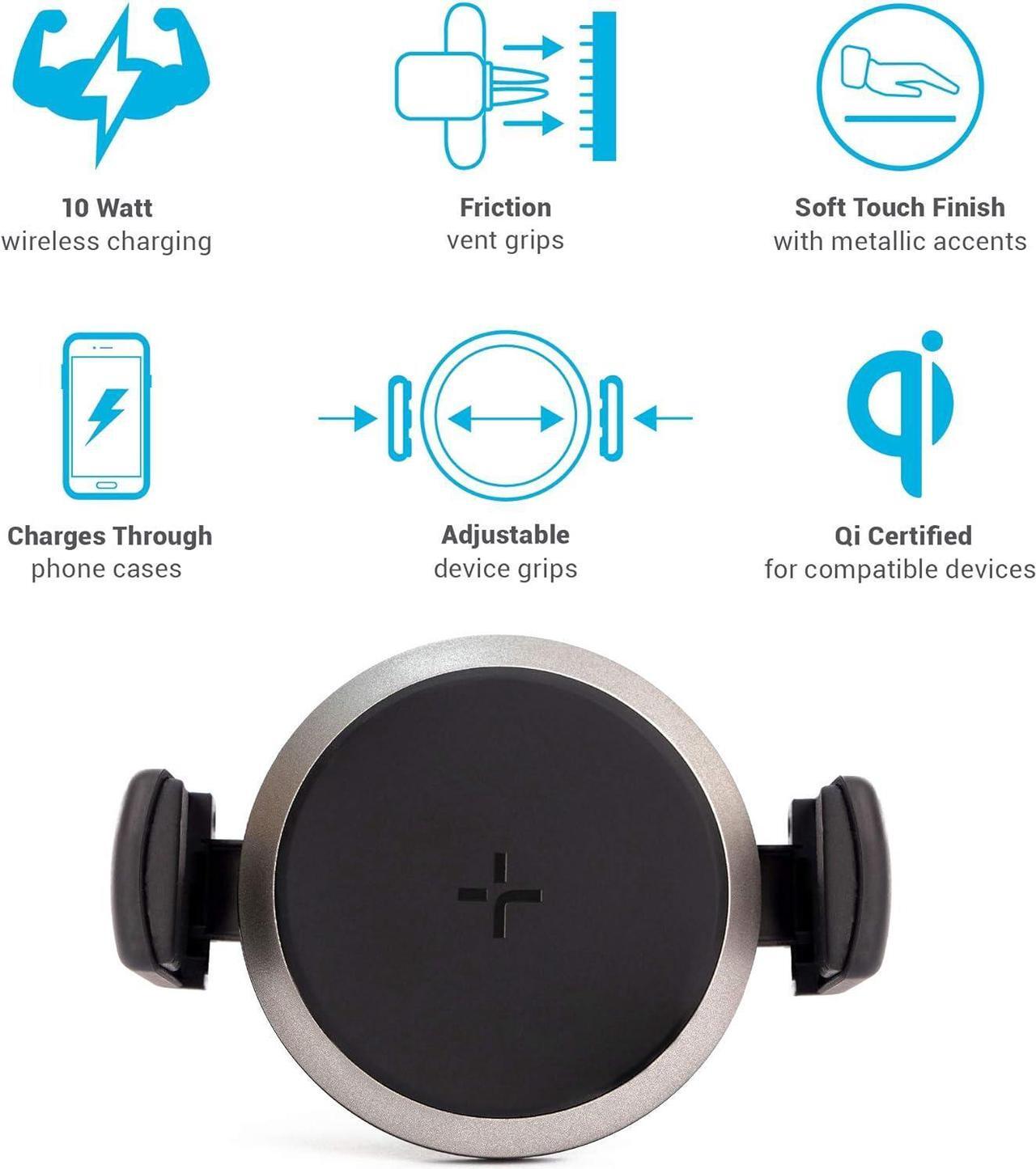 Alt view image 5 of 6 - TYLT Venti Wireless Car Charger | 10W Qi-Certified Car Phone Holder Mount Charger, Air Vent Car Charging Holder & Auto Clamping Car Mount Charger for Apple, Samsung, and Other QI Capable Devices