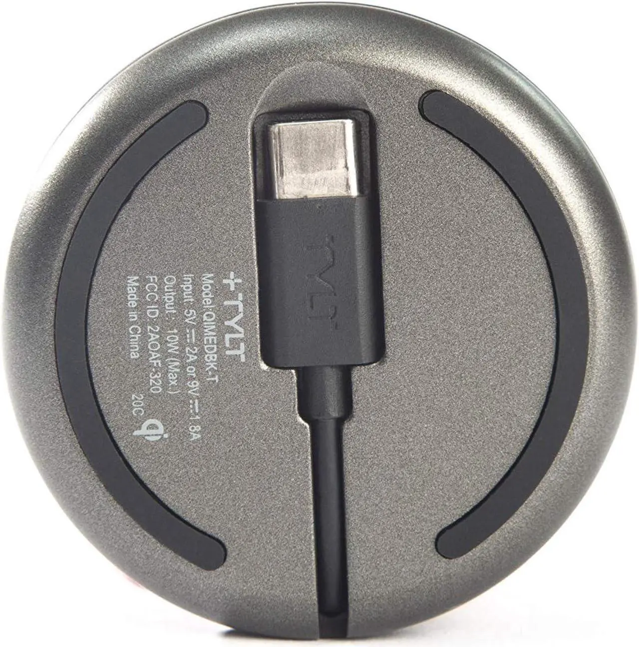Alt view image 3 of 5 - Tylt Medallion Portable Wireless Charging Pad Compact Wireless Charger Connects To Laptops And Power Banks Black