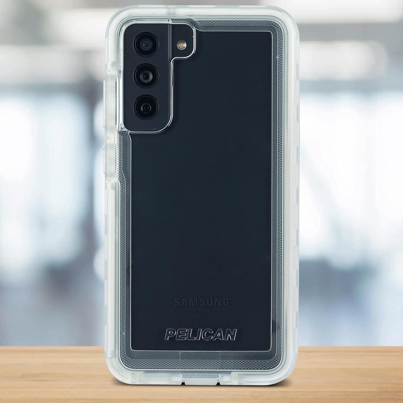 Alt view image 3 of 5 - Pelican Voyager Series - Samsung Galaxy S21 FE Case [Wireless Charging Compatible] [Anti-Yellow] Heavy Duty Rugged Phone Case With Belt Clip Holster Kickstand [18FT MIL-Grade Drop Protection] - Clear