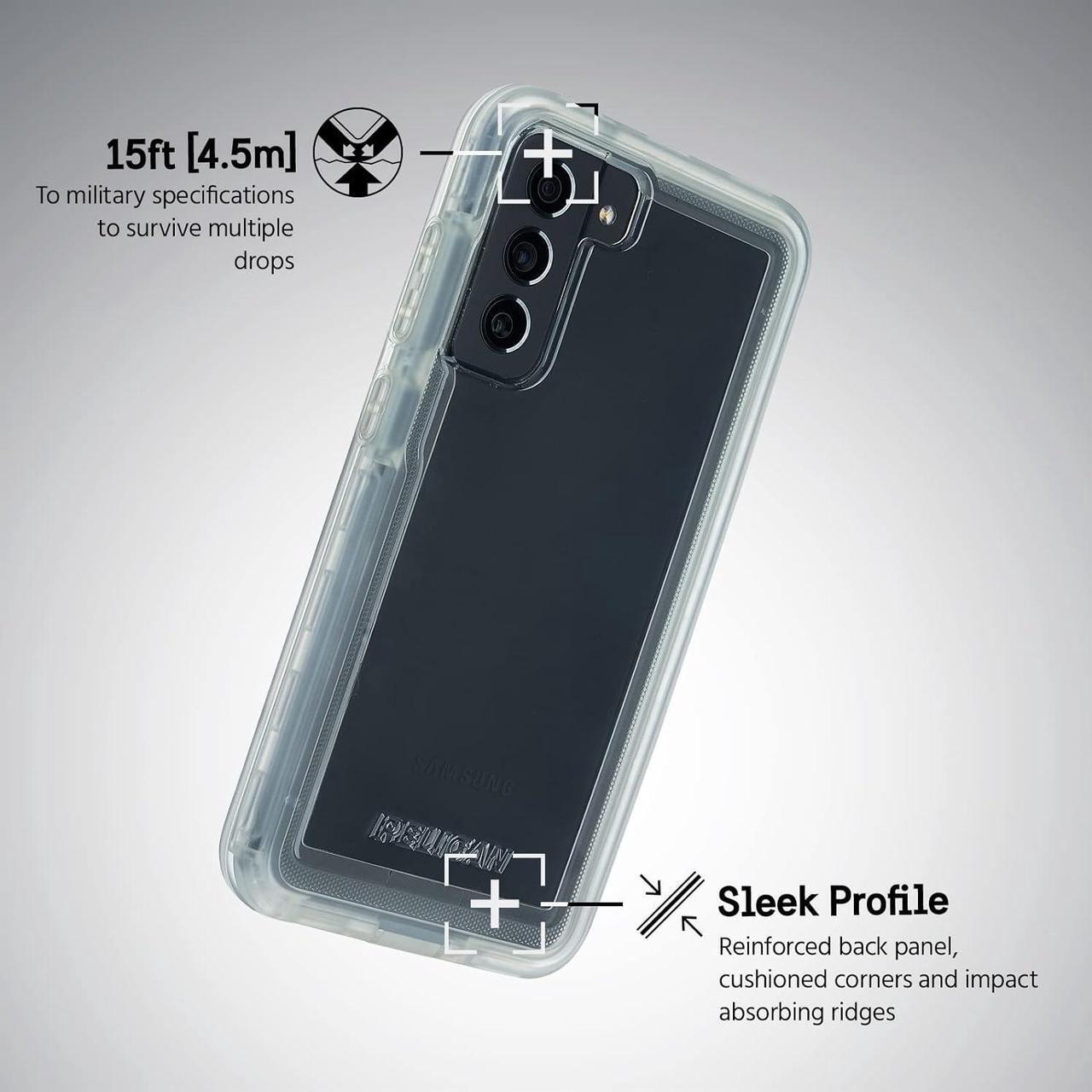 Main image of Pelican Voyager Series - Samsung Galaxy S21 FE Case [Wireless Charging Compatible] [Anti-Yellow] Heavy Duty Rugged Phone Case With Belt Clip Holster Kickstand [18FT MIL-Grade Drop Protection] - Clear