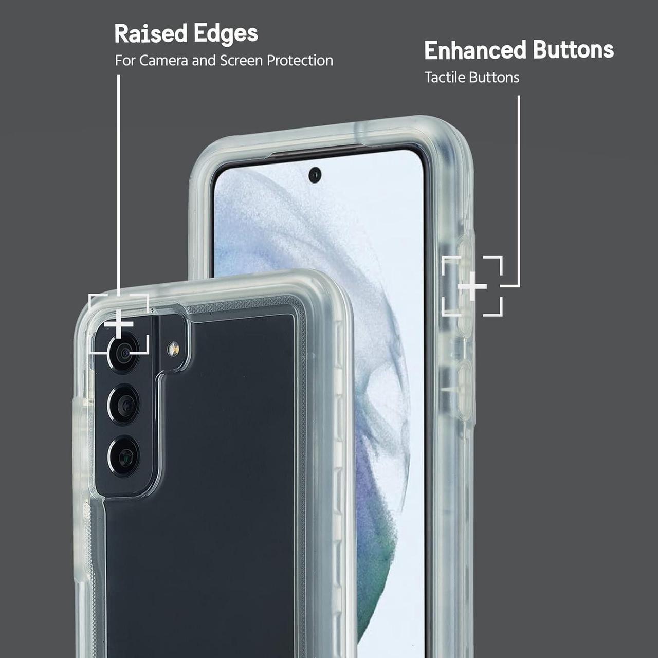 Alt view image 2 of 5 - Pelican Voyager Series - Samsung Galaxy S21 FE Case [Wireless Charging Compatible] [Anti-Yellow] Heavy Duty Rugged Phone Case With Belt Clip Holster Kickstand [18FT MIL-Grade Drop Protection] - Clear