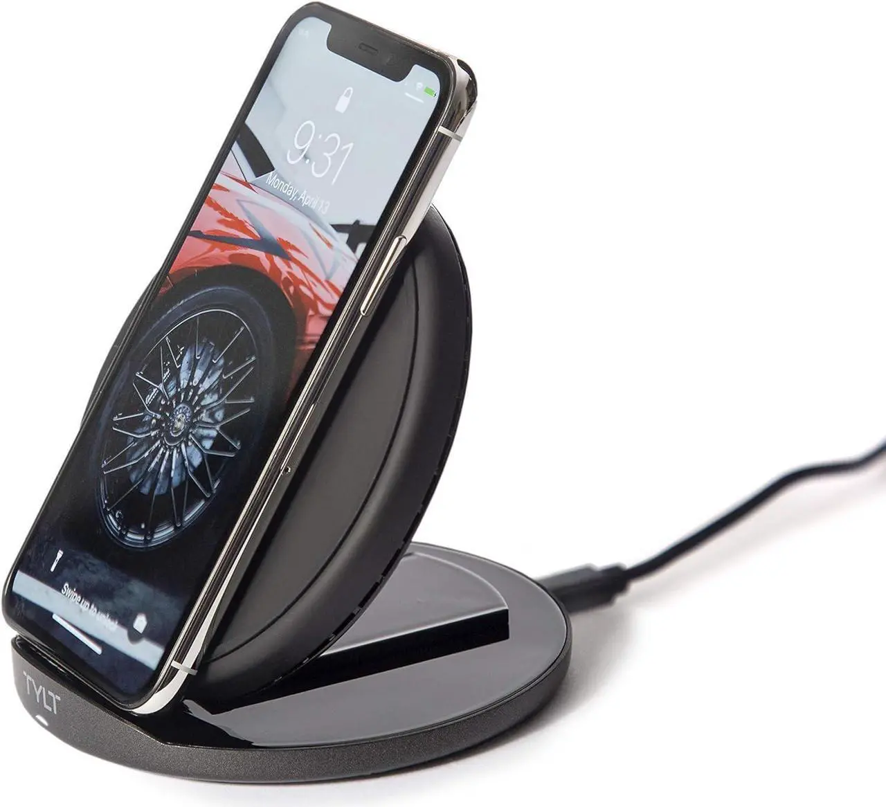 Alt view image 3 of 5 - Tylt Crest Convertible Pad + Stand | Fastest Wireless Charger | Converts From Pad To Stand | Charges Through Most Cases - Color: Black