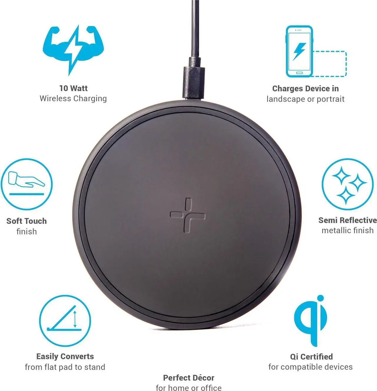 Alt view image 5 of 5 - Tylt Crest Convertible Pad + Stand | Fastest Wireless Charger | Converts From Pad To Stand | Charges Through Most Cases - Color: Black
