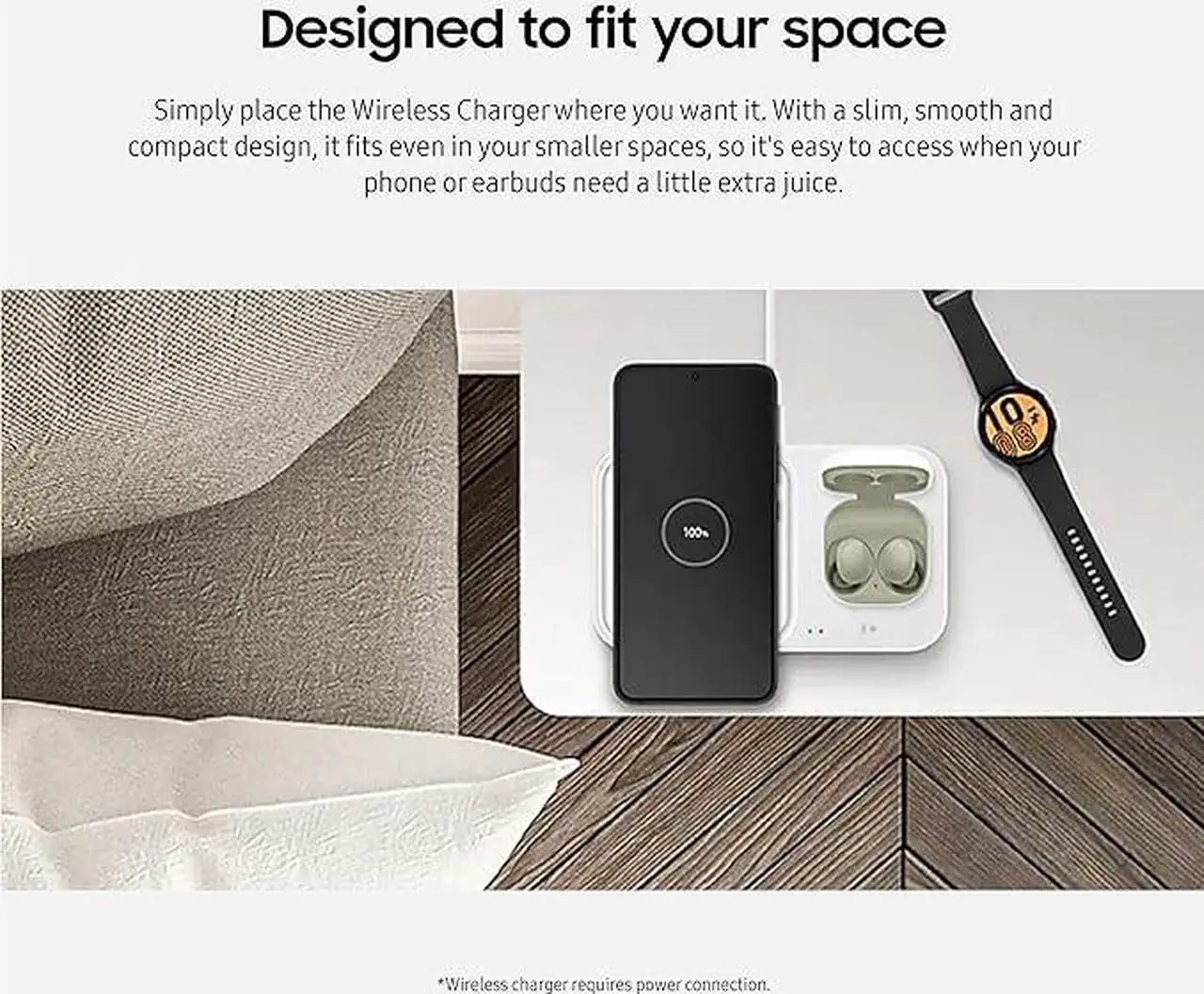 Alt view image 5 of 5 - SAMSUNG 15W Wireless Charger Duo w/ USB C Cable, Charge 2 Devices at Once, Cordless Super Fast Charging Pad for Galaxy Phones and Devices, 2022, US Version, Black