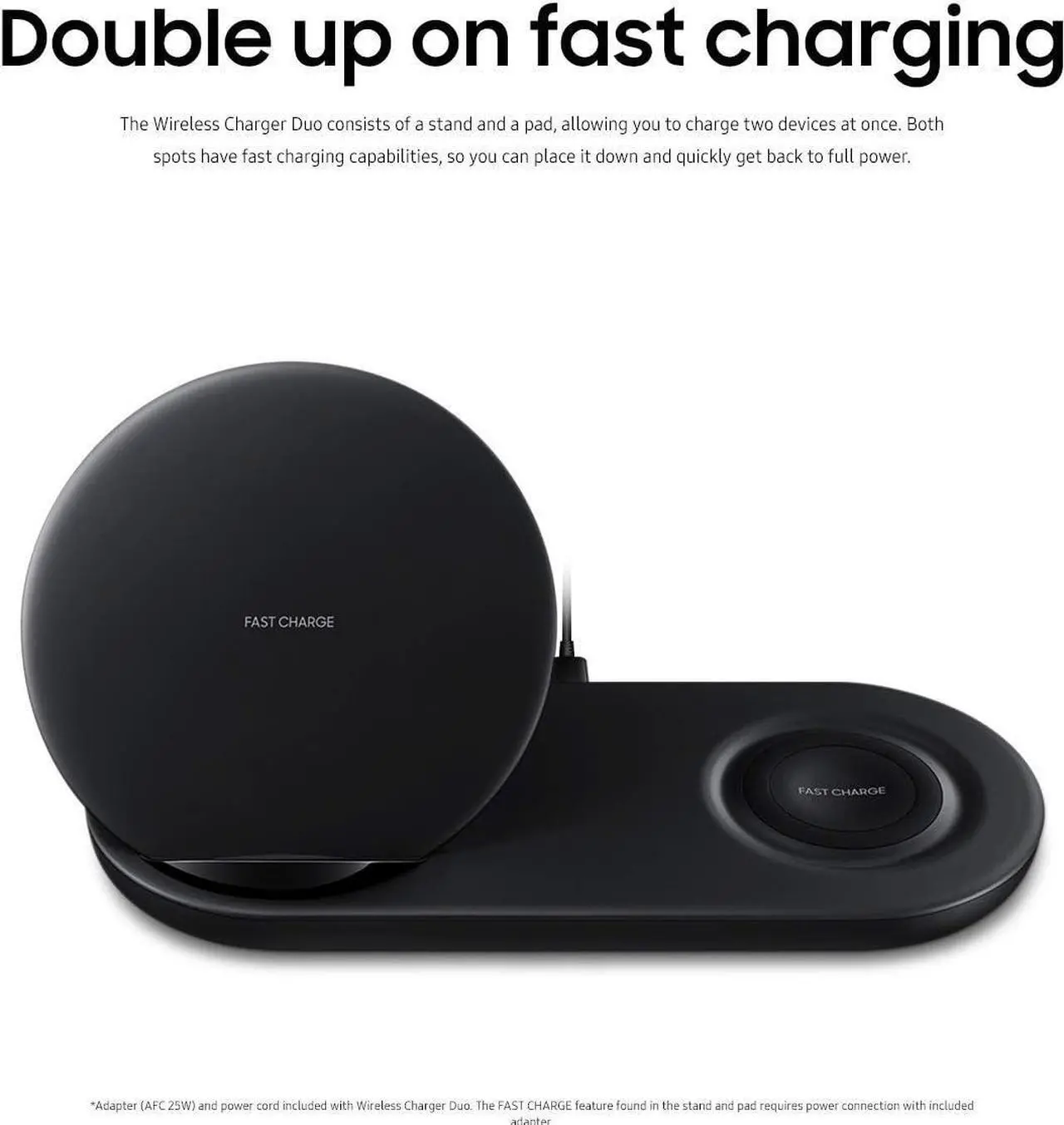 Alt view image 3 of 5 - Samsung Wireless Charger Duo Fast Charge Two Phones Charge a Phone and Samsung Smartwatch Compatible With Qi-Certified Products Black