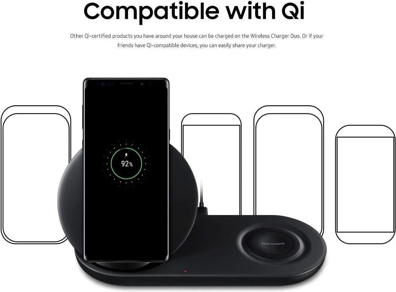 Alt view image 2 of 5 - Samsung Wireless Charger Duo Fast Charge Two Phones Charge a Phone and Samsung Smartwatch Compatible With Qi-Certified Products Black