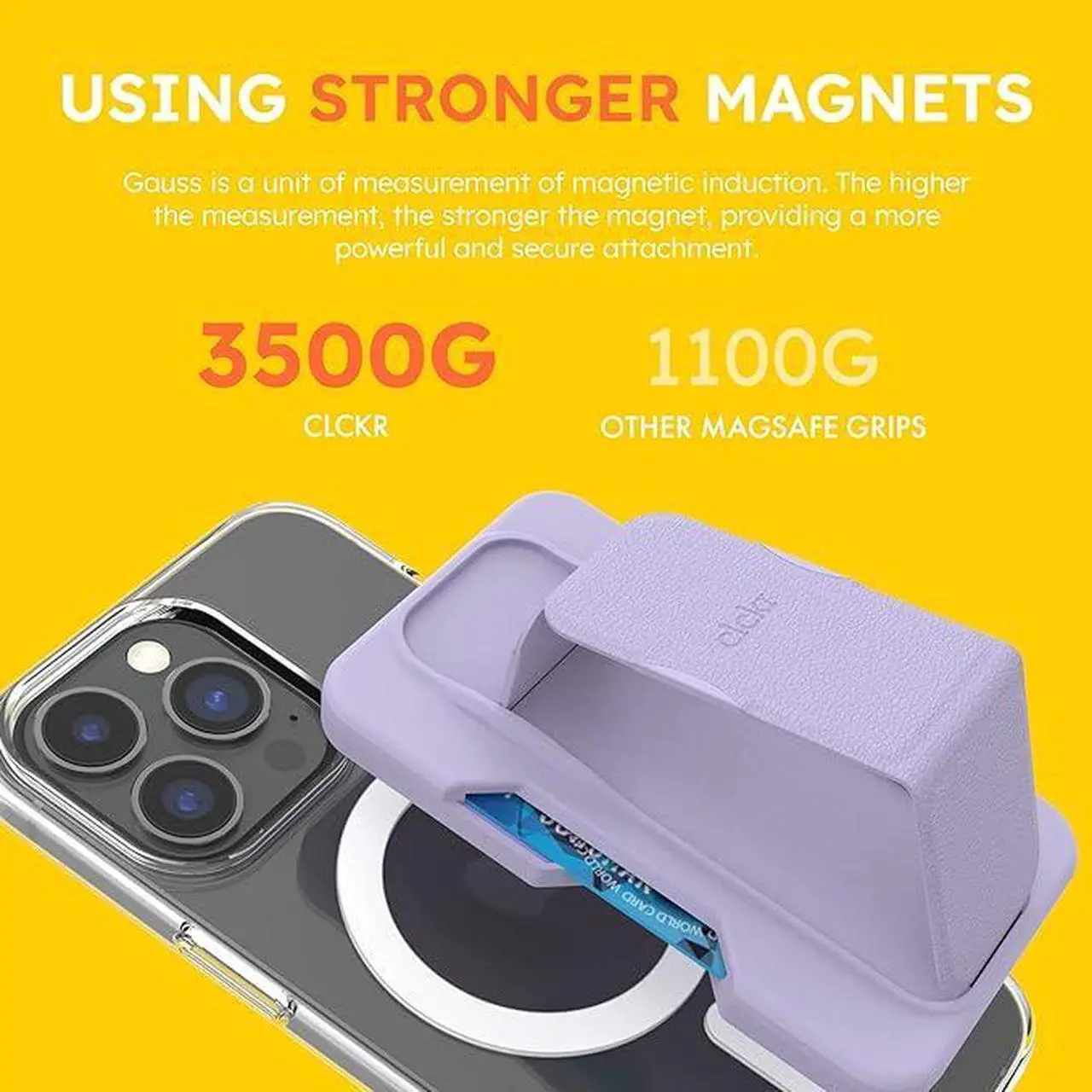 Alt view image 5 of 5 - Clckr Magsafe Wallet Stand & Grip Purple