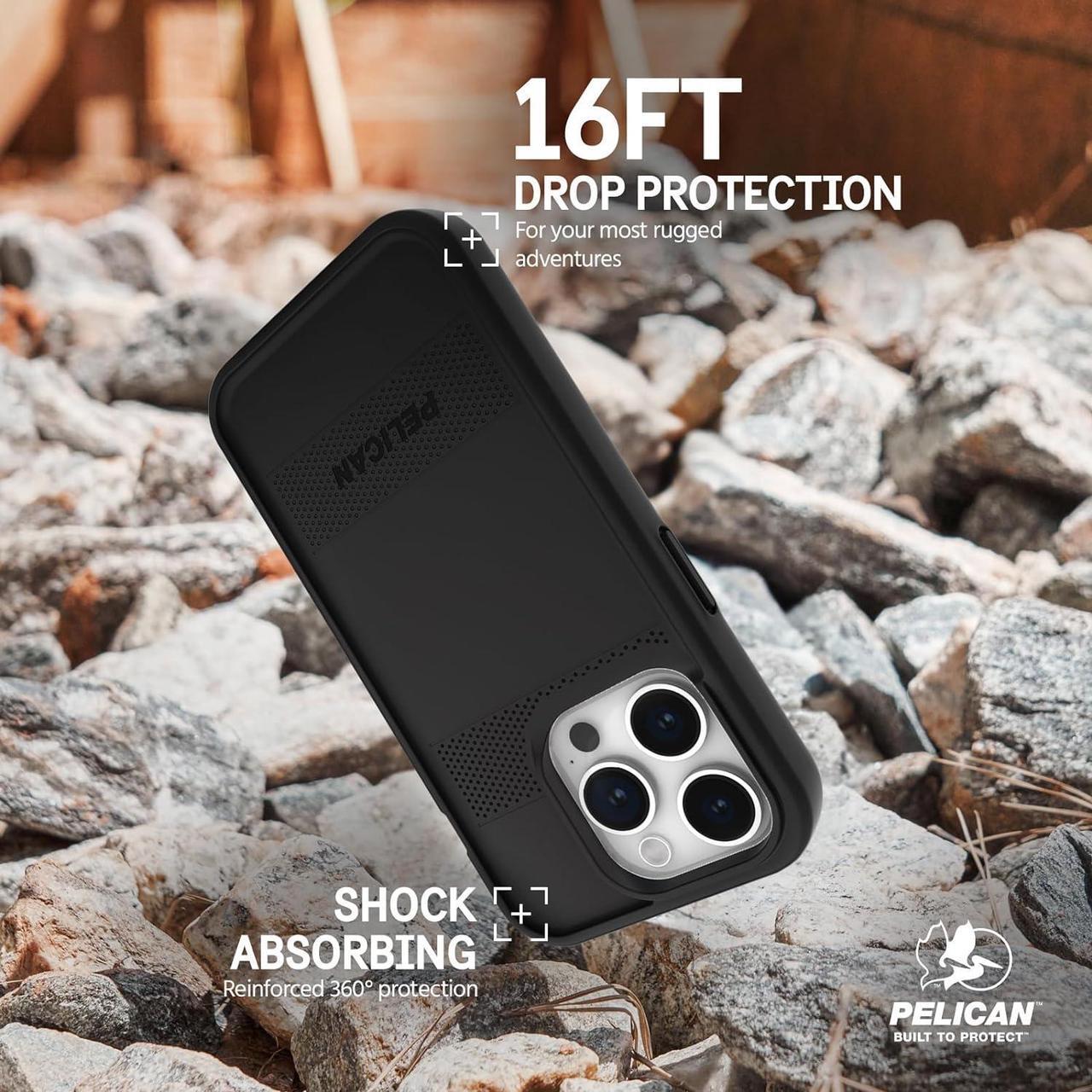 Main image of Pelican Protector Series - iPhone 15 Pro Case 6.1" [Compatible with MagSafe] Magnetic Phone Case with Anti-Scratch Tech [16ft MIL-Grade Drop Protection] Protective Cover for iPhone 15 Pro - Black