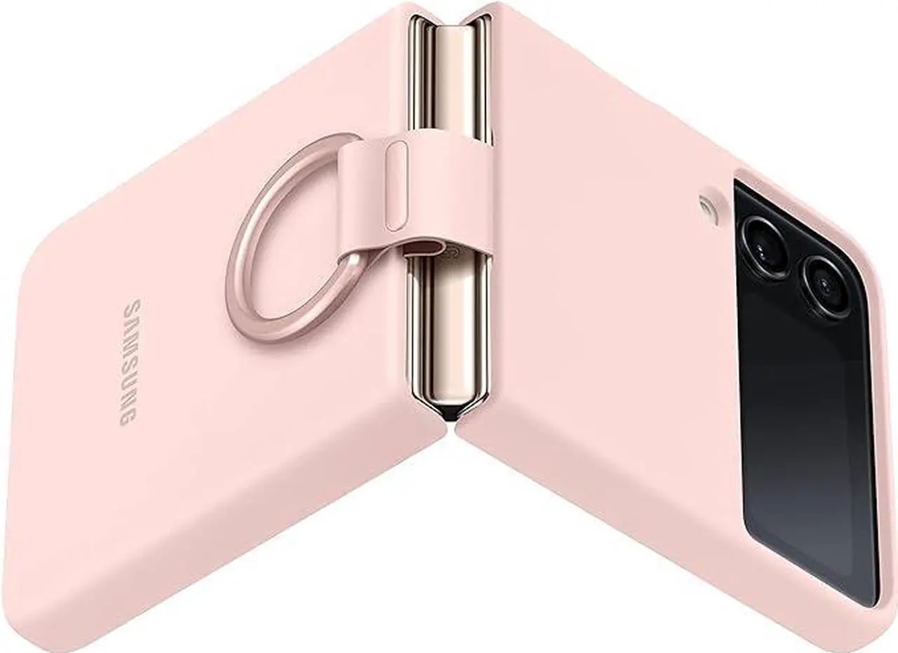 Alt view image 3 of 4 - SAMSUNG Galaxy Z Flip 4 Silicone Cover with Ring, Protective Phone Case with Finger Loop, Matte Finish, Bold Style, Handheld Design, US Version, Pink