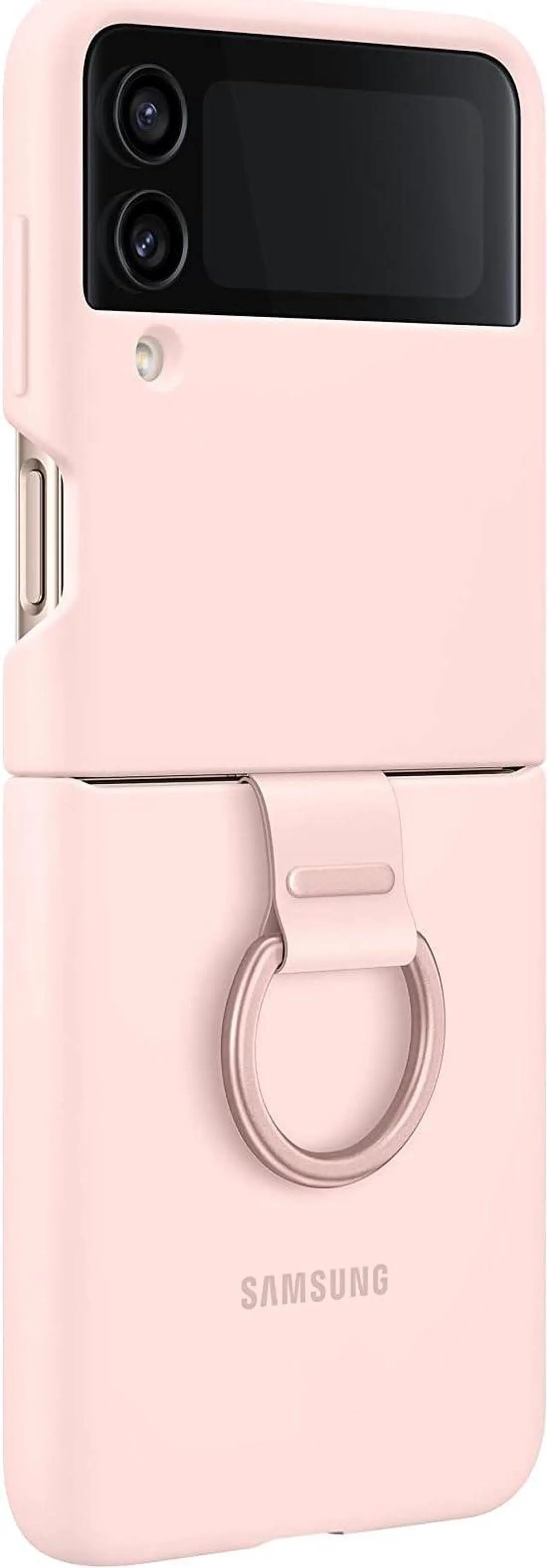 Alt view image 2 of 4 - SAMSUNG Galaxy Z Flip 4 Silicone Cover with Ring, Protective Phone Case with Finger Loop, Matte Finish, Bold Style, Handheld Design, US Version, Pink