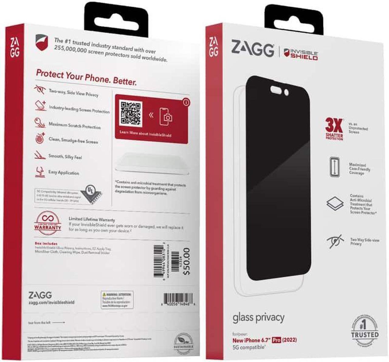 Main image of Zagg Invisible Shield Glass Privacy Antimicrobial Screen Protector - iPhone 14 Pro Max