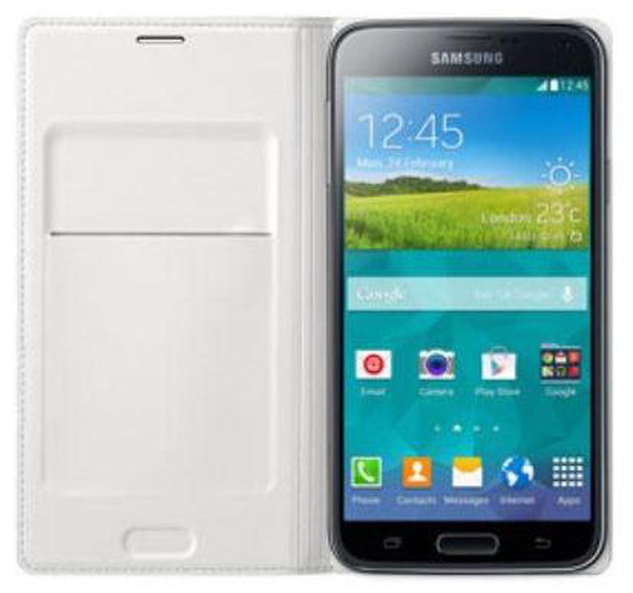 Main image of SAMSUNG Galaxy S5 Flip Wallet Case Cover I Color: Metallic White
