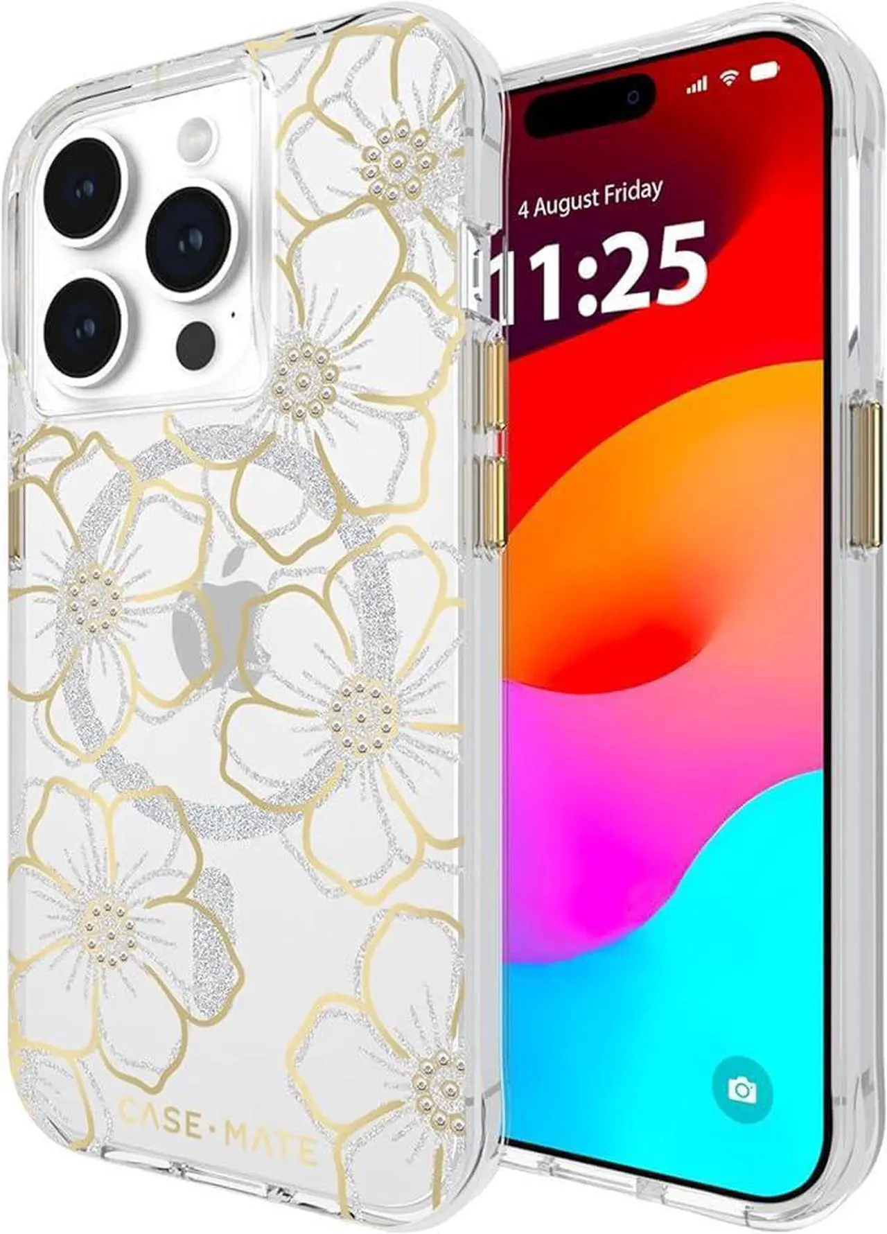 Alt view image 2 of 3 - Case-Mate iPhone 15 Pro Case Compatible with MagSafe Floral Gems