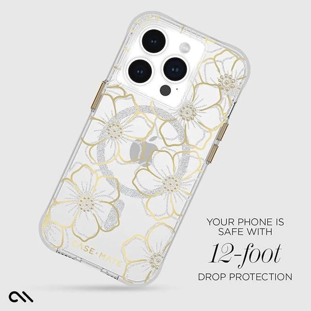 Alt view image 3 of 3 - Case-Mate iPhone 15 Pro Case Compatible with MagSafe Floral Gems