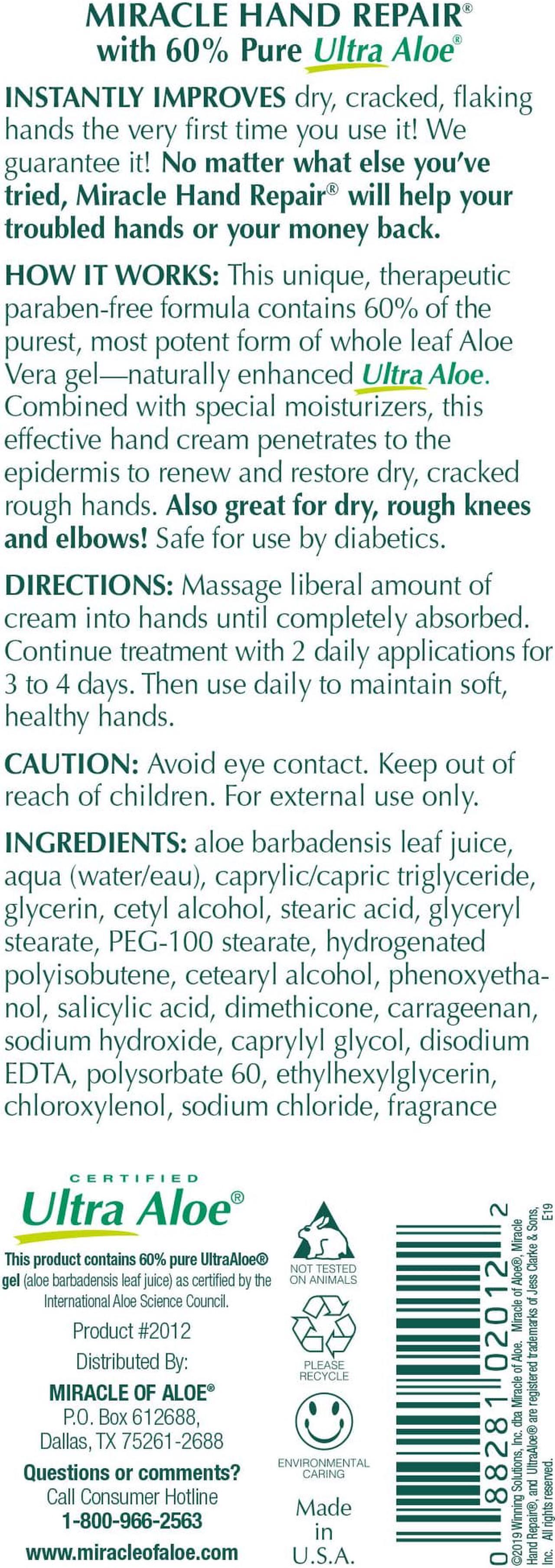Alt view image 2 of 2 - Miracle of Aloe's Miracle Hand Repair Cream (8 OZ Pack of 2)