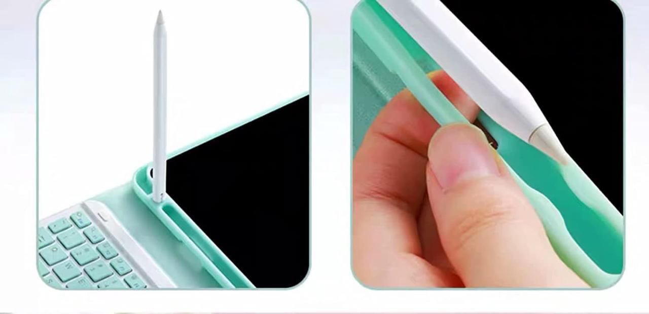 Alt view image 5 of 5 - Keyboard Case Flip Stand for iPad Pro 12.9 (4th Gen, 2020) With Touch pad Bluetooth keyboard Smart Trackpad Detachable with Pencil Holder iPad cover Blue/Green iPad Pro 12.9-inch