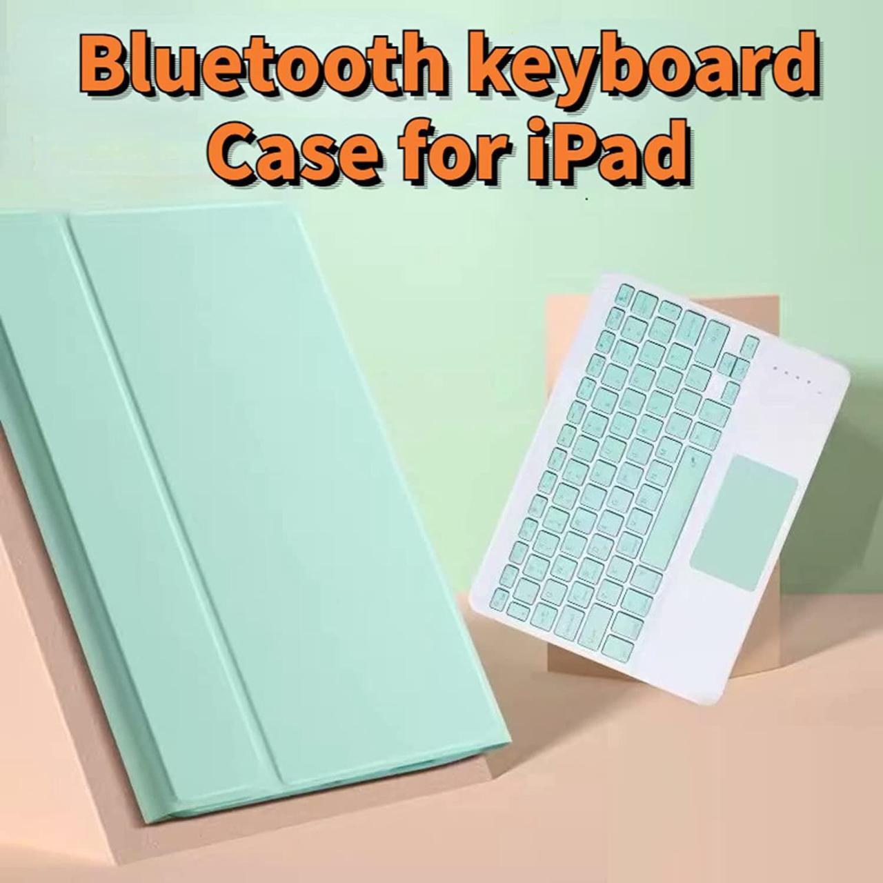 Alt view image 2 of 5 - Keyboard Case Flip Stand for iPad Pro 12.9 (4th Gen, 2020) With Touch pad Bluetooth keyboard Smart Trackpad Detachable with Pencil Holder iPad cover Blue/Green iPad Pro 12.9-inch