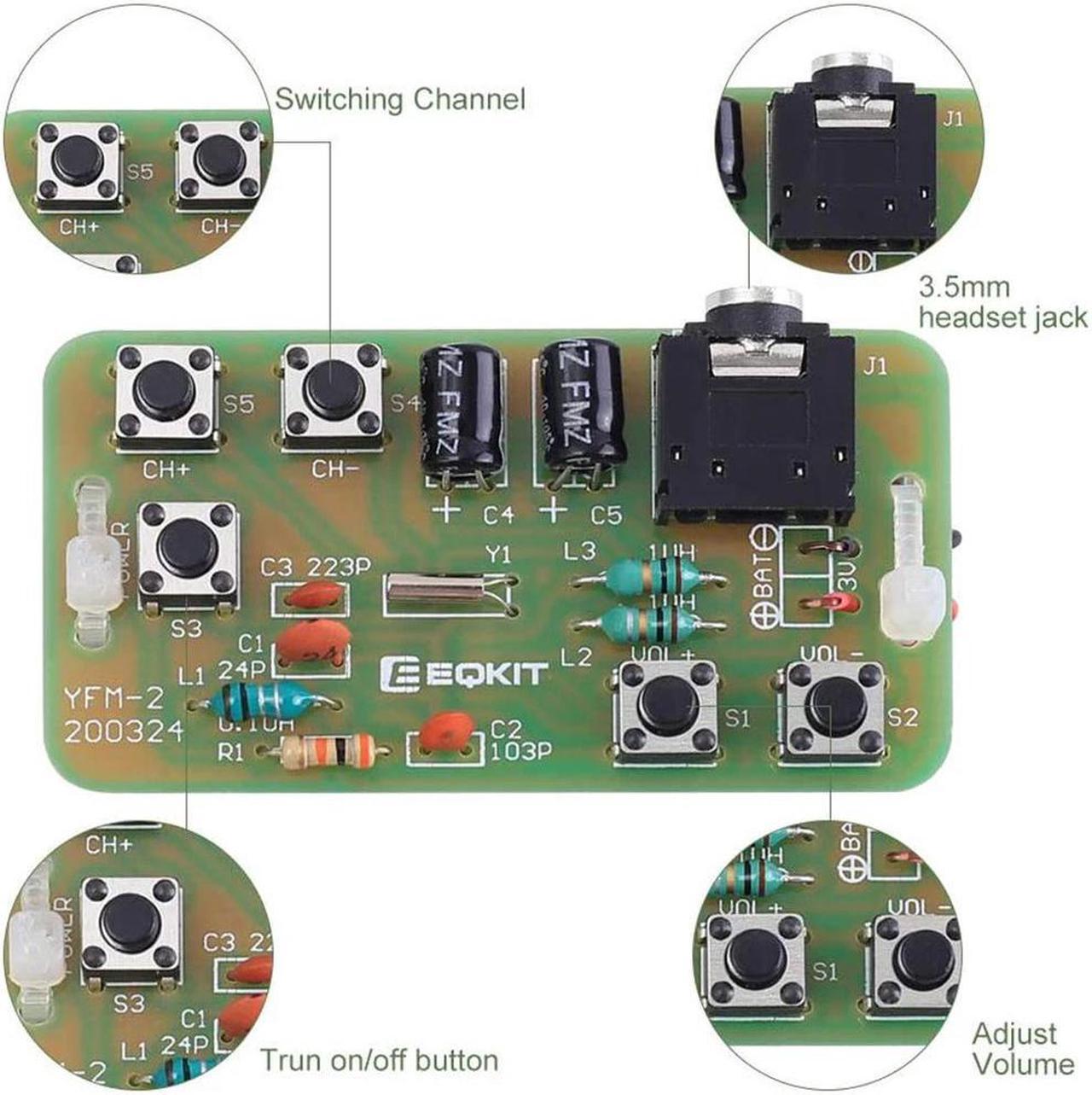Alt view image 3 of 5 - 76-108MHz FM Stereo Radio DIY Kit Wireless FM Transmitter Module Frequency Modulation Electronics Soldering Practice Project